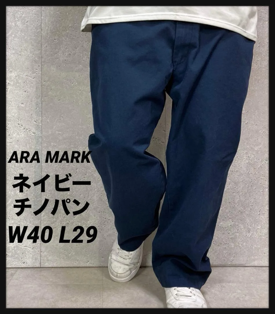 ARA MARK ネイビーチノパン ワークパンツ ビックサイズ W40 L29