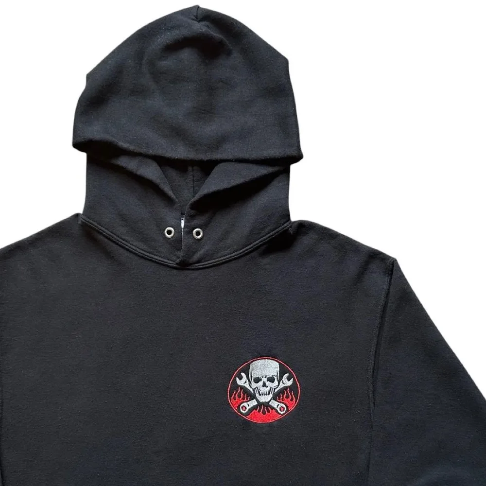 90s JERZEES SKULL&SPANNER OLD HOODIE 黒
