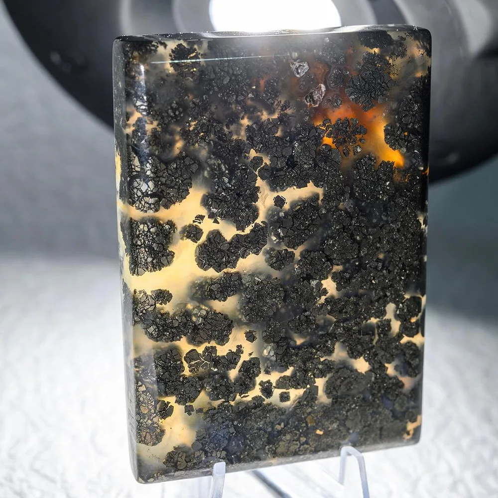 希少✨パイライトイン瑪瑙 プレート 原石 38.8g 黄金の煌めき 2046