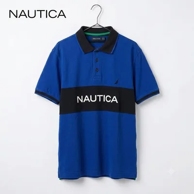 【人気デザイン】NAUTICA ストリート系 カラーブロック 刺繍 デカロゴ L