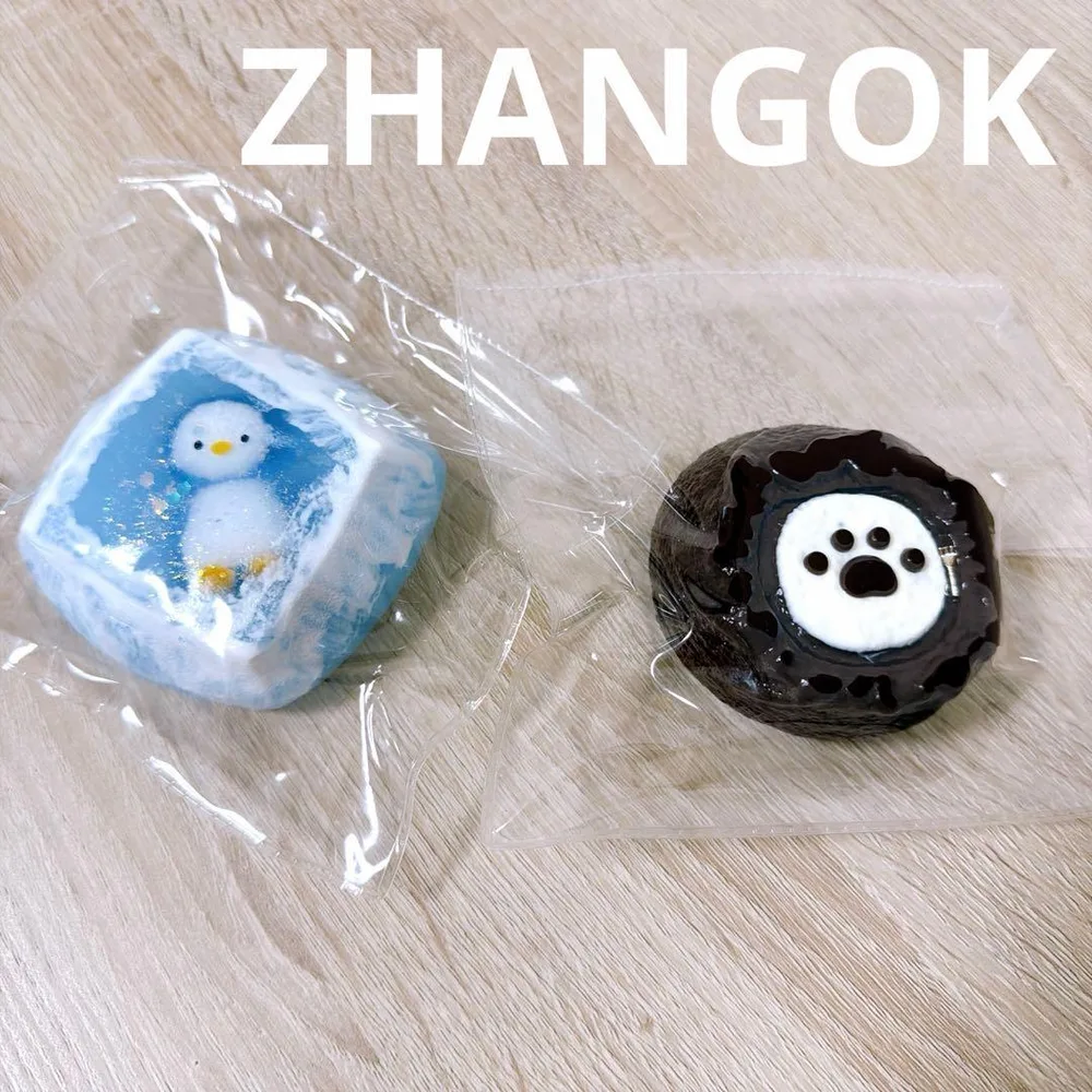 ZHANGOK 残酷 スクイーズ 2個セット 氷 アヒル チョコケーキ 肉球