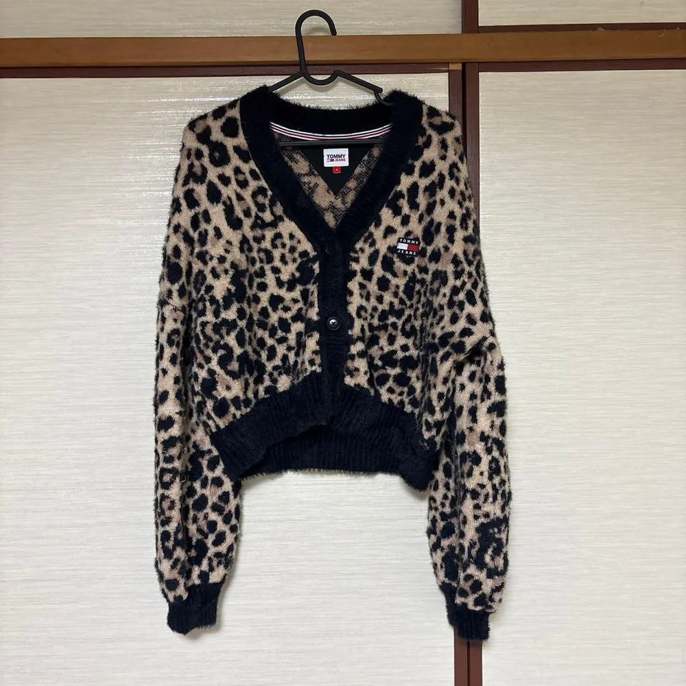 TOMMY JEANS レオパード柄 Vネック カーディガン S
