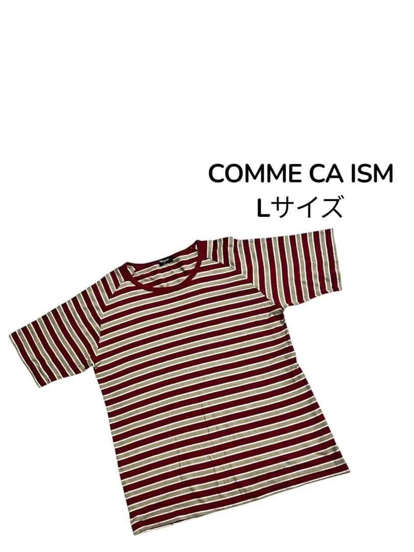 COMME CA ISM ボーダーTシャツ 半袖 Lサイズ レッド メンズ