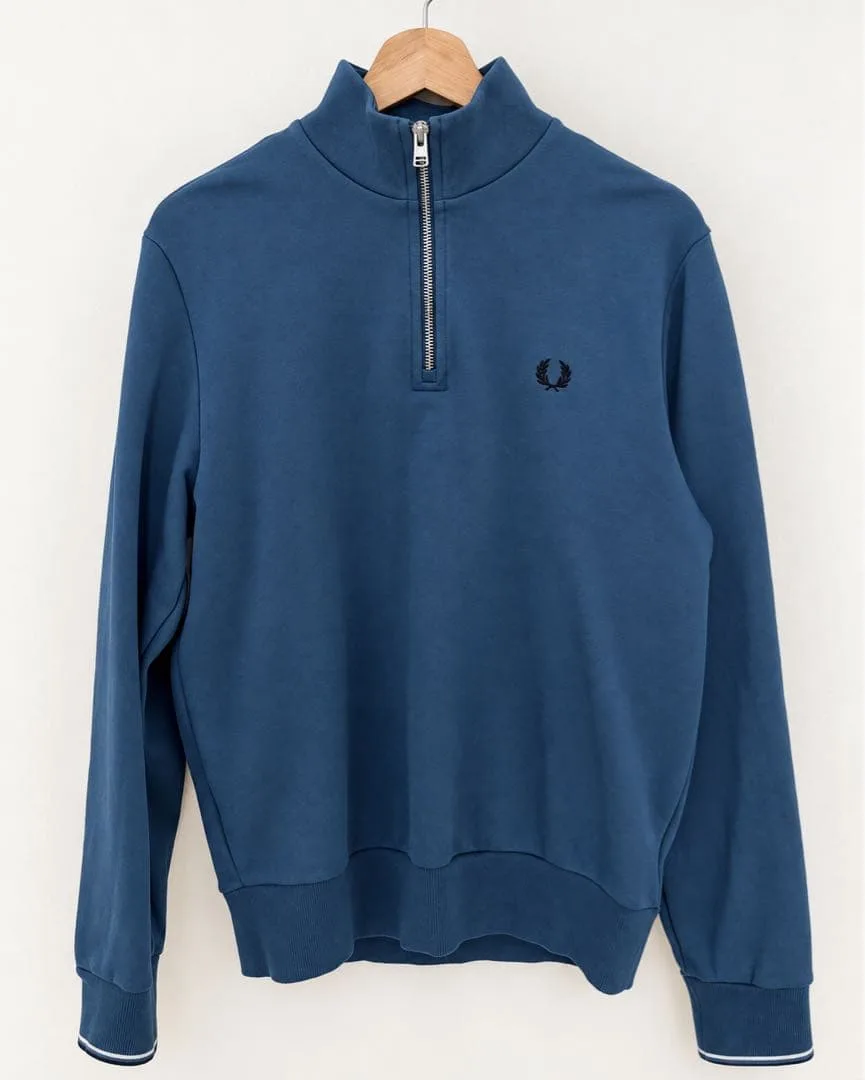 FRED PERRY ハーフジップ スウェット ブルー