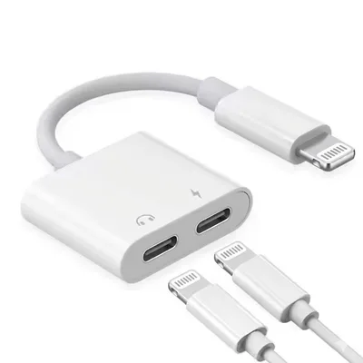 2in1 ライトニング イヤホンジャック iphone 変換アダプタ 充電 音楽