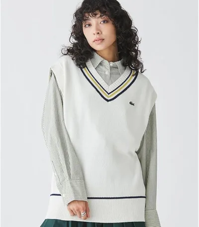 LACOSTE ラコステ コットンポリニットチルデンベスト ニットベスト