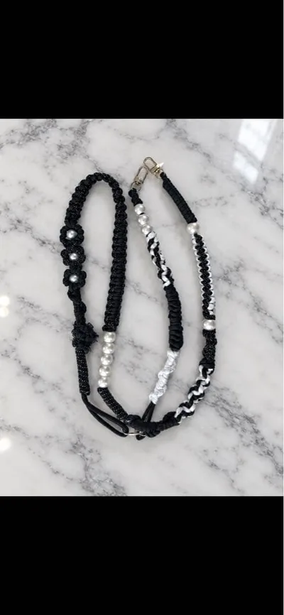 ハンドメイド スマホショルダーストラップ モノトーン ブラック