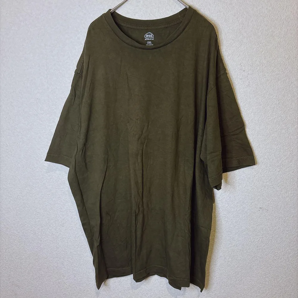 ダブルエスエス【2XL】Tシャツ クルーネック 半袖 無地 ビッグサイズ 緑