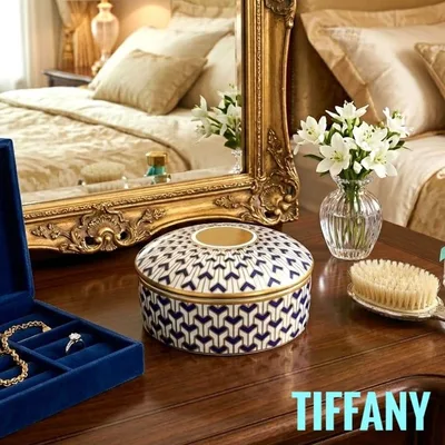 ✨️未使用✨️TIFFANY マンハッタンブルー ボンボニエール 小物入れ