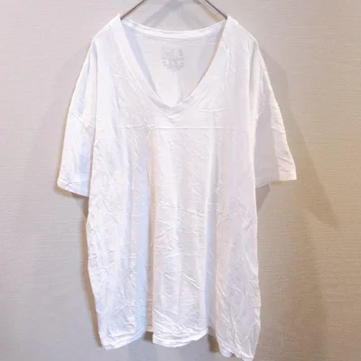 フルーツオブザルーム 無地 Vネック 半袖 Tシャツ 白 綿 デイリー