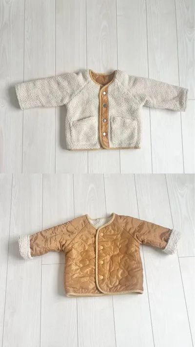 キルティング ボア リバーシブル アウター イエロー 90cm