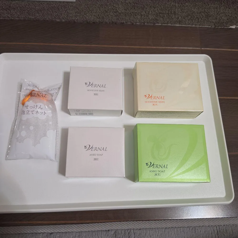 ヴァーナル石鹸アンクソープセンシティブザイフ各90g.110gセット泡立ネット付