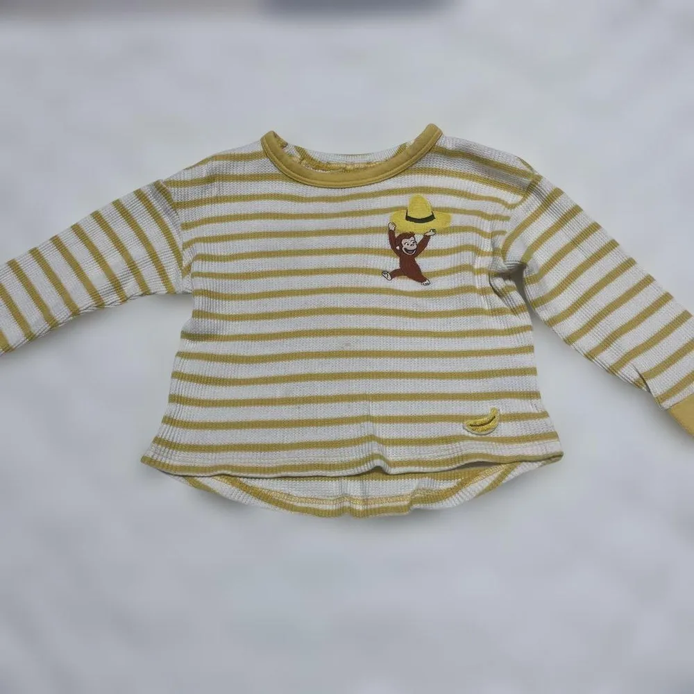 【GU】おさるのジョージ ワッフル長袖Tシャツ 80cm