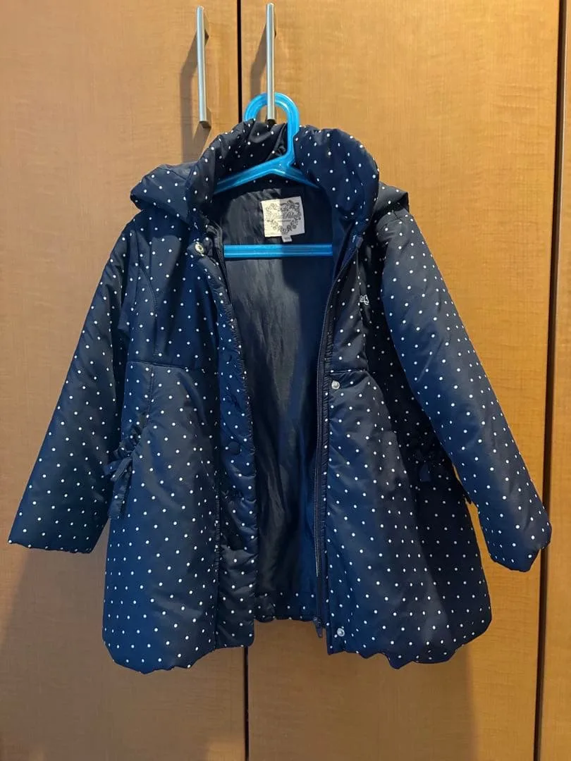 MOTHERWAYS 女児コート ネイビー ドット柄