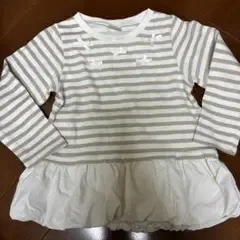 プティマイン ボーダーリボン ペプラムトップス 100cm