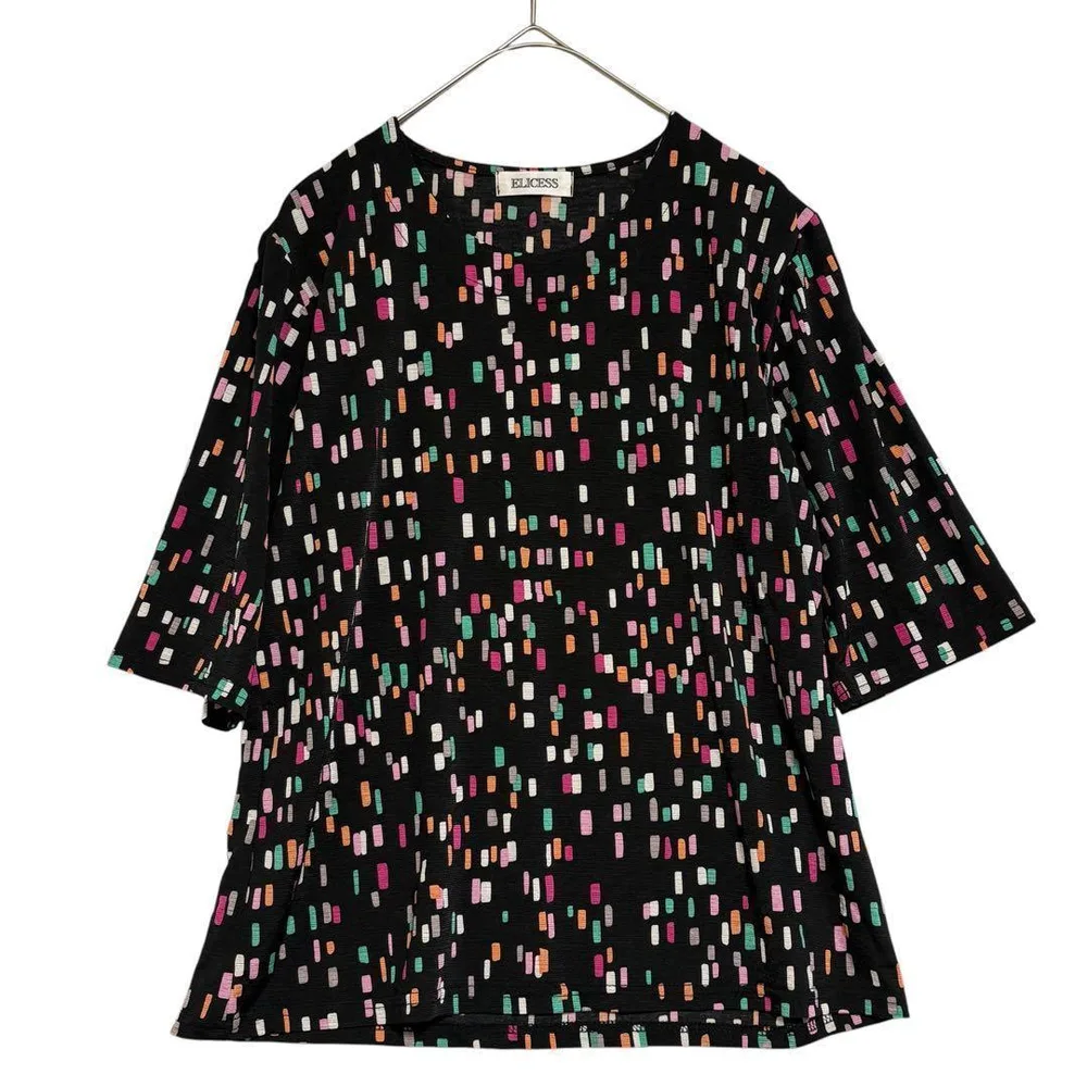 ELICESS モザイク柄 カットソー 黒 M〜L
