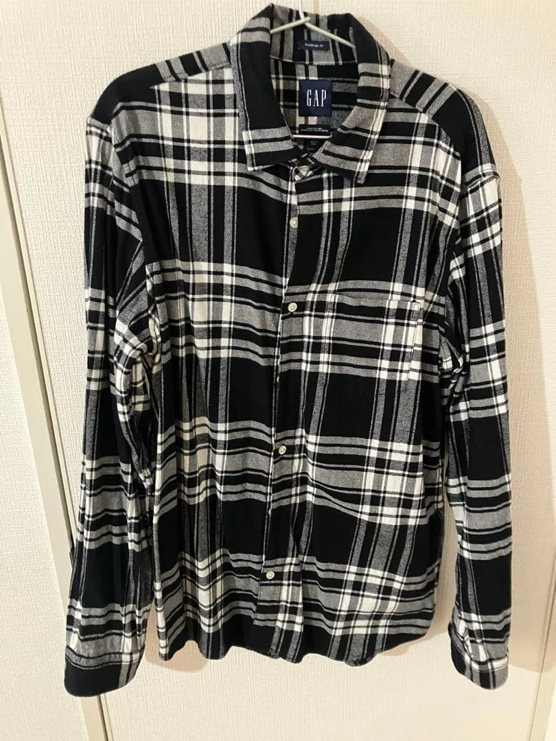 GAP ギャップ ネルシャツ 長袖 チェック柄 ブラック M