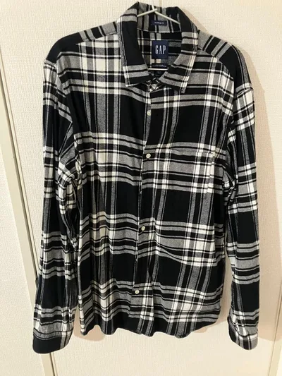 GAP ギャップ ネルシャツ 長袖 チェック柄 ブラック M