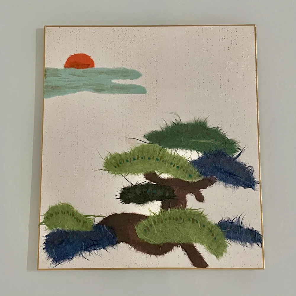 和紙 ちぎり絵 松 ハンドメイド 約27cm×24cm(色紙)