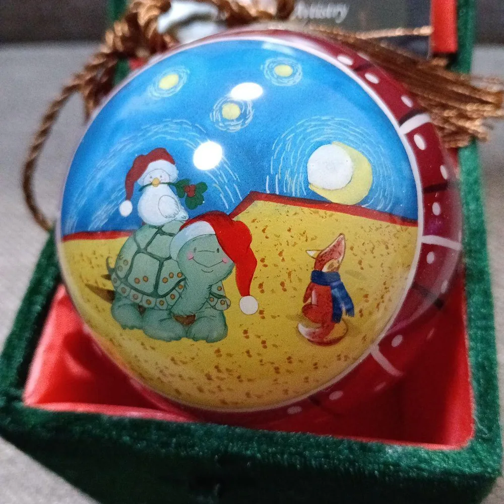 希少 LiBien リビアン ガラスオーナメント クリスマス カメ キツネ 内絵