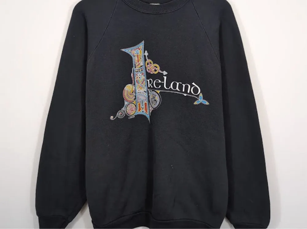 Ireland ケルト文様 スウェット ブラック 長袖Tシャツ