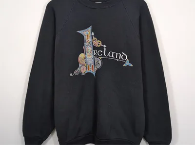 Ireland ケルト文様 スウェット ブラック 長袖Tシャツ