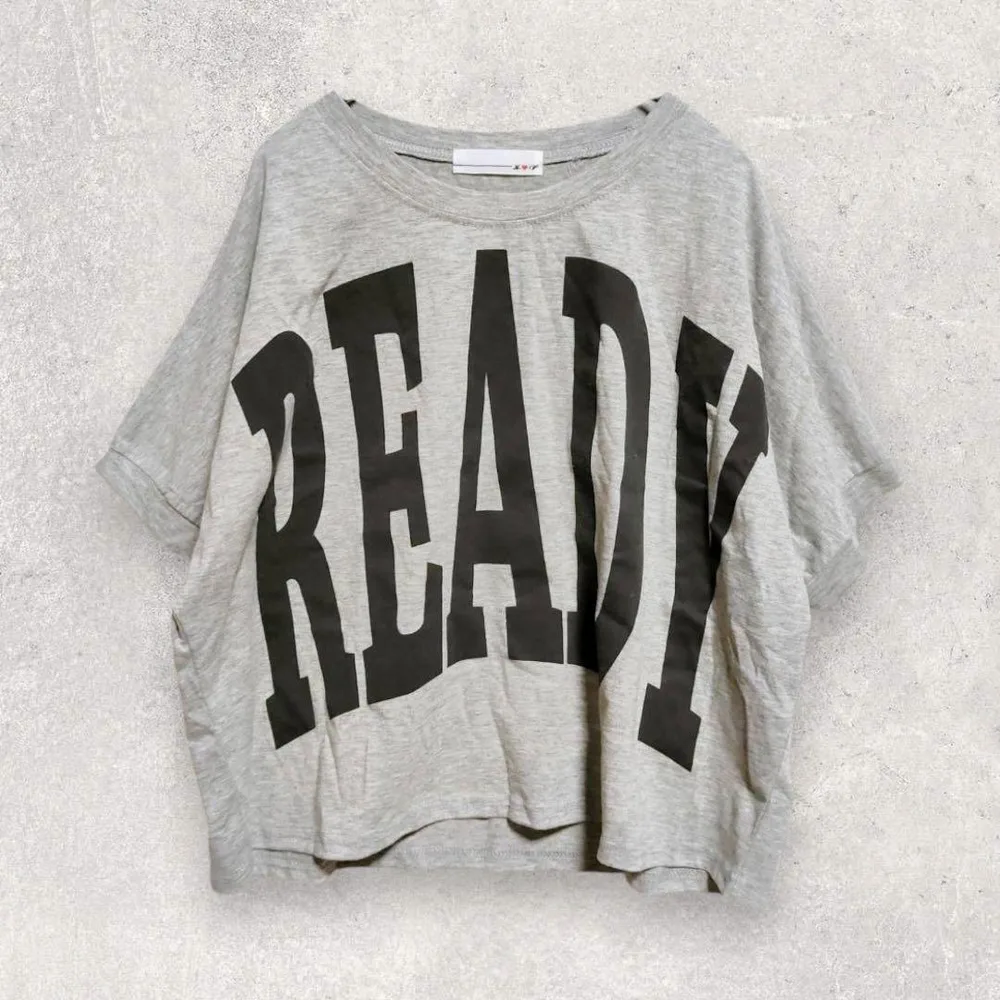 ビッグロゴ Tシャツ グレー L オーバーサイズ 半袖