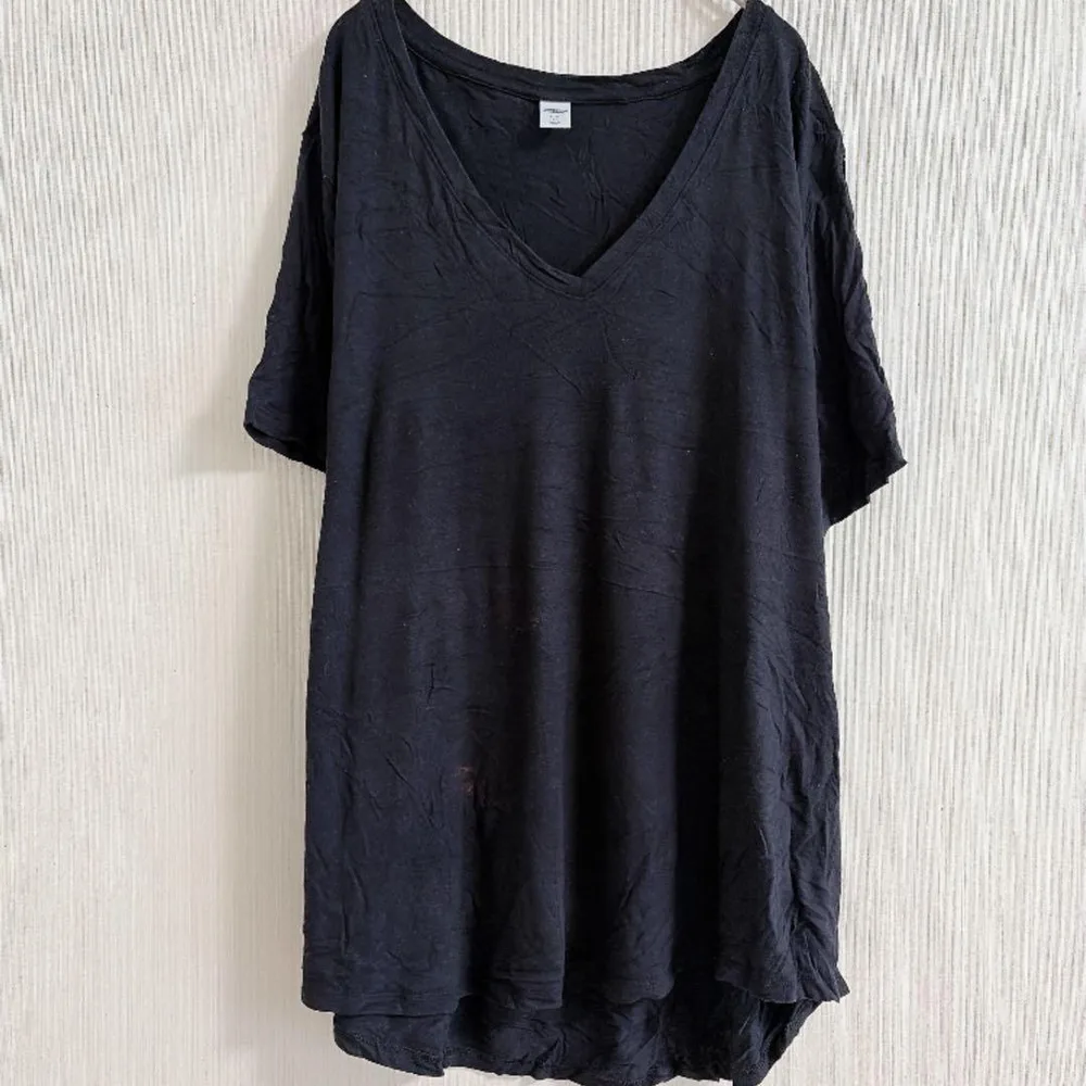 オールドネイビー 半袖 Vネック 無地 ビッグサイズ 黒 XL レーヨン