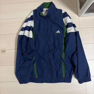 adidas 90sナイロンジャケット ネイビー グリーン