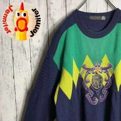 【ヴィンテージ】古着 90s ニット セーター L ウール100% ★昭和レトロ