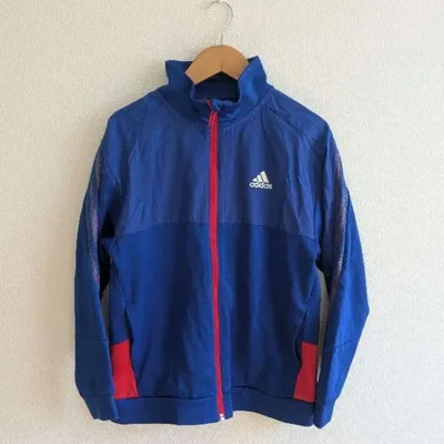 150 adidas キッズ トラックジャケット ジャージ ブルー