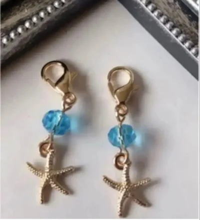 ヒトデとブルービーズのチャーム ハンドメイド めじるしアクセサリ