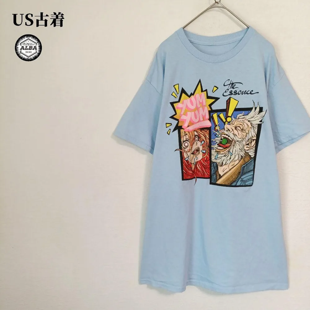US古着 Tシャツ USA直輸入 アメコミ アニメ 漫画 青 ライトブルー 半袖