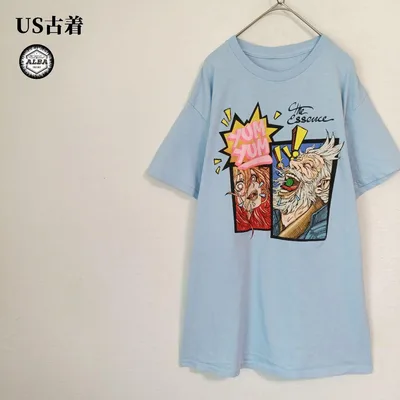 US古着 Tシャツ USA直輸入 アメコミ アニメ 漫画 青 ライトブルー 半袖