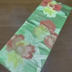 和風 テーブルランナー 花文様 グリーン79