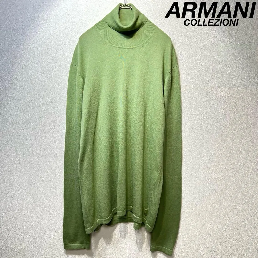 希少 美品 アルマーニ コレツィオーニ タートルネック デザイン 長袖 ニット