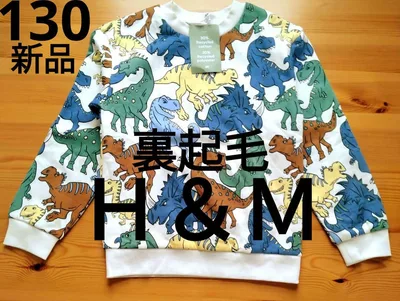 【新品】H&M ★恐竜柄★ 裏起毛/長袖トレーナー 130cm