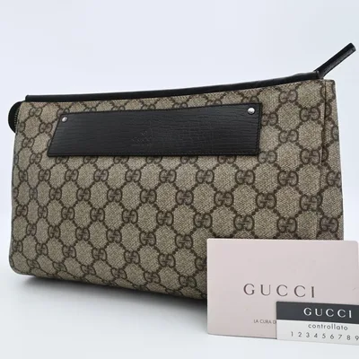 美品 GUCCI グッチ クラッチバッグ GGスプリーム 革 ロゴ 101633