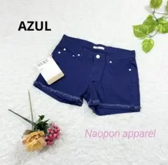 新品✨AZUL basic デニム ショートパンツ 裾フリンジ M ネイビー