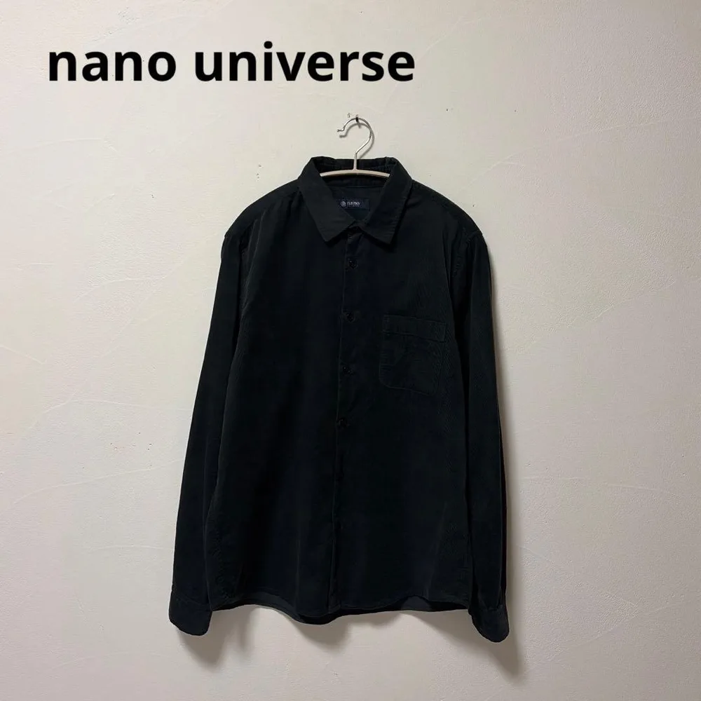 nano universe リラックス コーデュロイ シャツ・ダークグレー