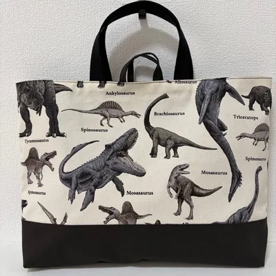 レッスンバッグ ハンドメイド 恐竜 マチあり ループ付き