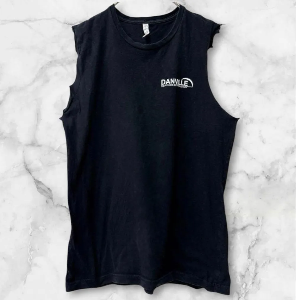 カットオフ ノースリーブ Tシャツ バックプリント 黒 L相当 タンクトップ