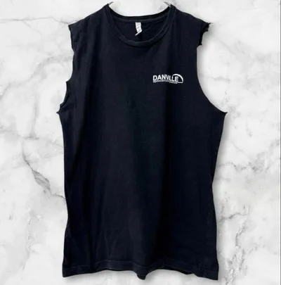 カットオフ ノースリーブ Tシャツ バックプリント 黒 L相当 タンクトップ
