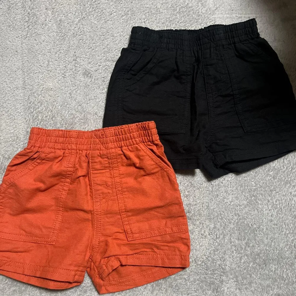 キッズ ハーフパンツ 2枚セット ブラック オレンジ