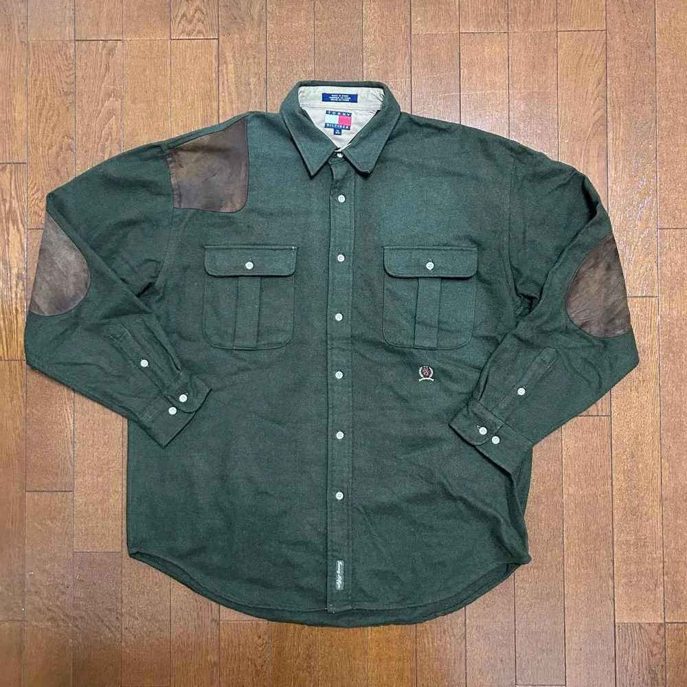 90s/TOMMY HILFIGER/トミーヒルフィガー/ロゴ/シャツ/ウール