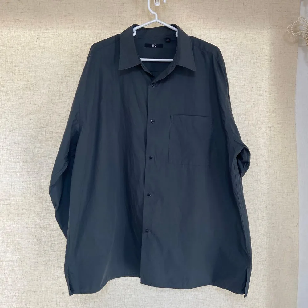 UNIQLO :C★ブロードオーバーサイズシャツ★ダークグリーン★XL