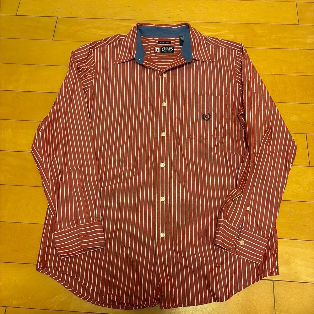 CHAPS ストライプシャツ レッド M