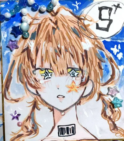 手描きイラスト オリジナルキャラクター 色紙