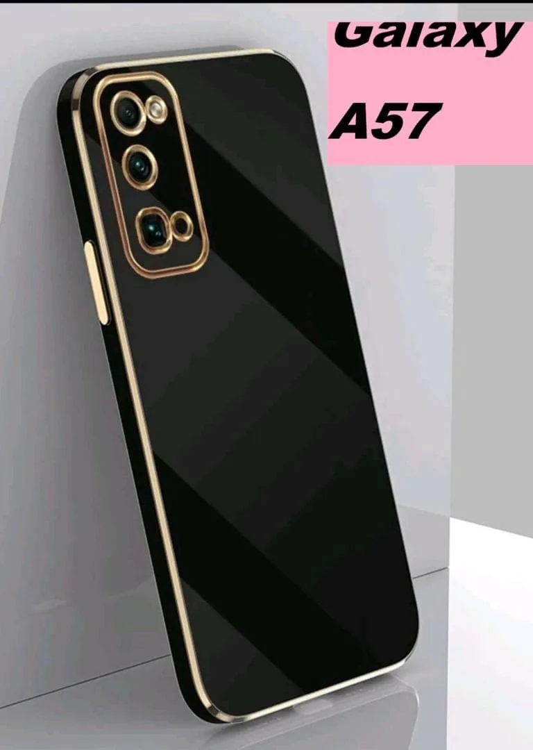 GalaxyA57 ゴールドメッキ風 レンズ保護★黒 Galaxyケース