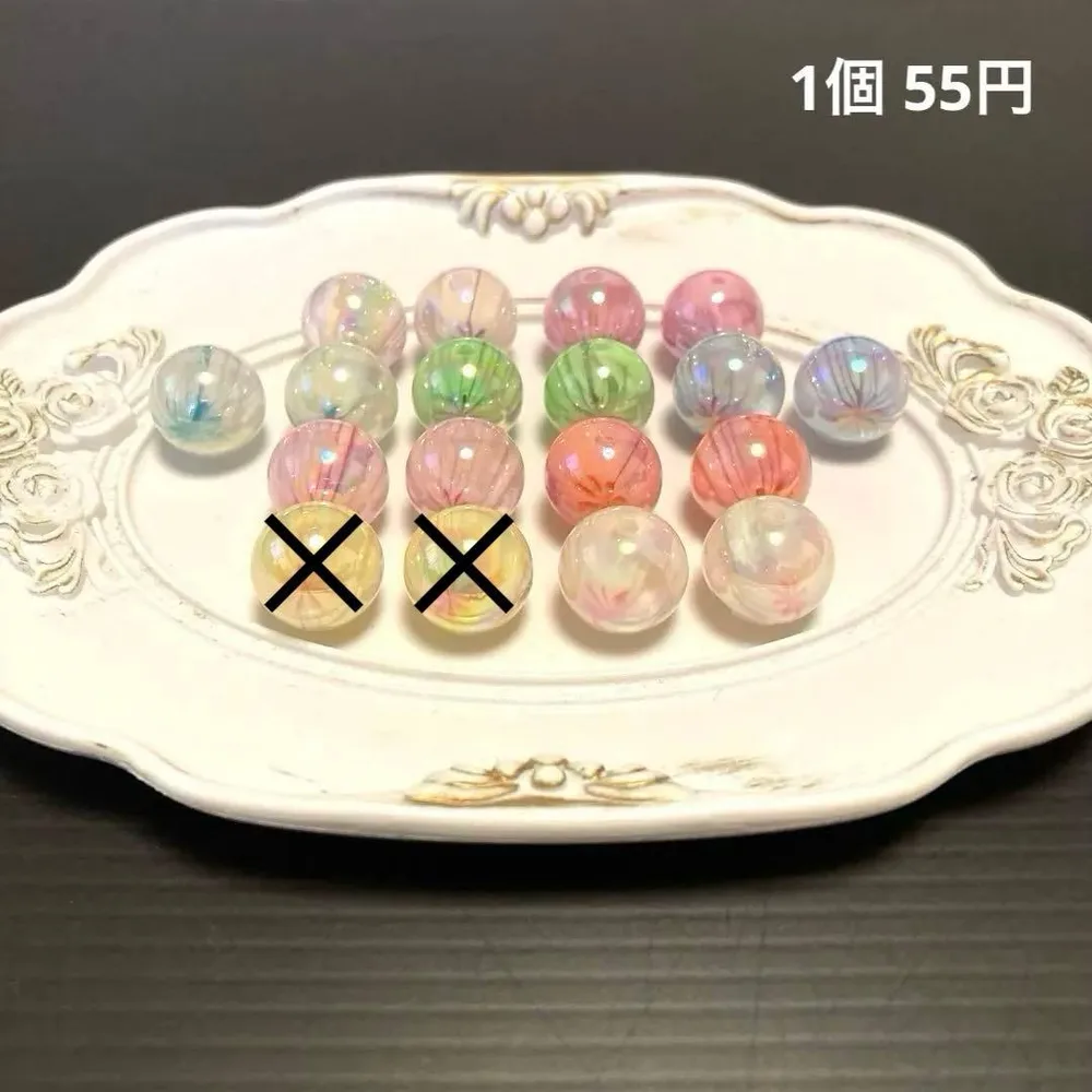 カスタムボールペン ビーズ オーロラミラー加工カラフル花火デザインビーズ